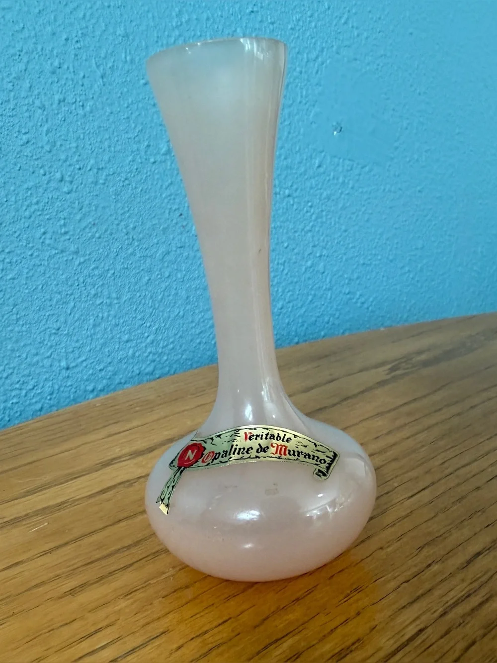 Vintage Murano Pink Opaline Glass Bud Vase Sticker